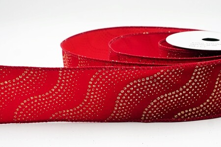 Licht bordeauxrood lint met glitter, golf- en stippenpatroon_KW0474GC-8B-169